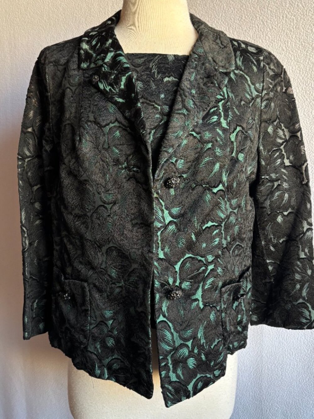 1950s 1960s Brocade Cocktail Set Shell & Jacket - Picture 12 of 16